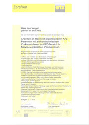 Arbeiten an Hochvolt-eigensicheren KFZ Personen mit elektrotechnischen Vorkenntnissen im KFZ-Bereich in Servicewerkstätten - Pilotseminar Arbeiten an Hochvolt-eigensicheren KFZ Personen mit elektrotechnischen Vorkenntnissen im KFZ-Bereich in Servicewerkstätten - Pilotseminar