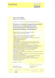 Arbeiten an Hochvolt-eigensicheren KFZ Personen mit elektrotechnischen Vorkenntnissen im KFZ-Bereich in Servicewerkstätten - Pilotseminar